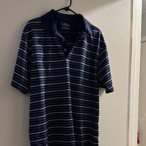PGA Tour Navy and White Striped Polo